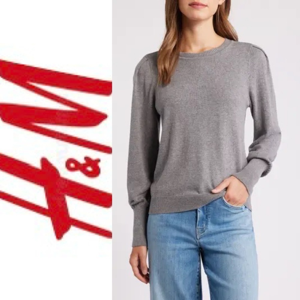 H&M grey crewneck minimalist sweater size medium